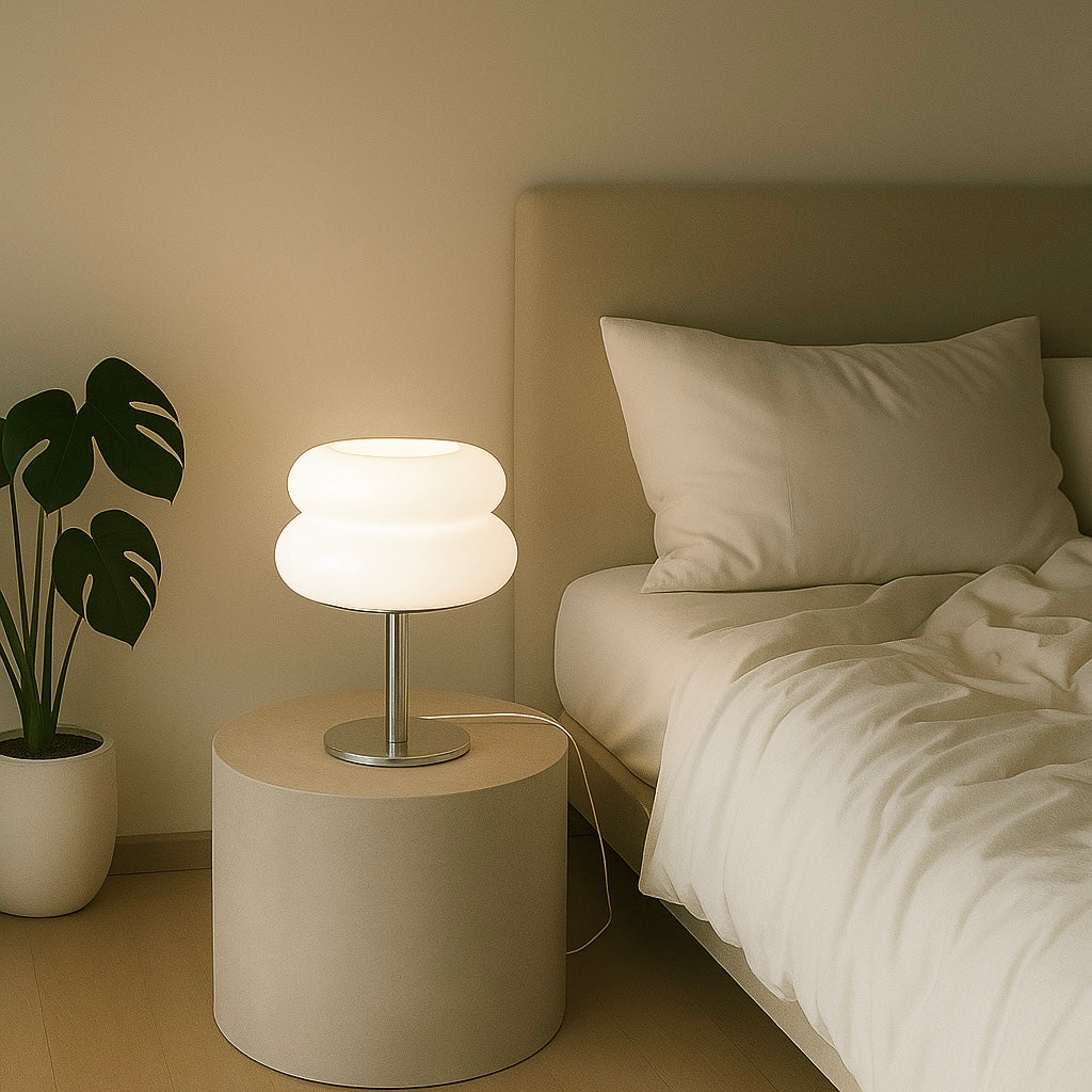 Lampe d’ambiance style Bauhaus couleur blanc – Éclairage LED design minimaliste pour intérieur moderne