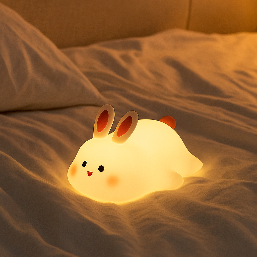 Veilleuse LED en forme de lapin – Veilleuse douce et réconfortante pour décoration de chambre bébé ou enfant